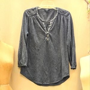 Lucky Brand Embroidered Henley Shirt Size S